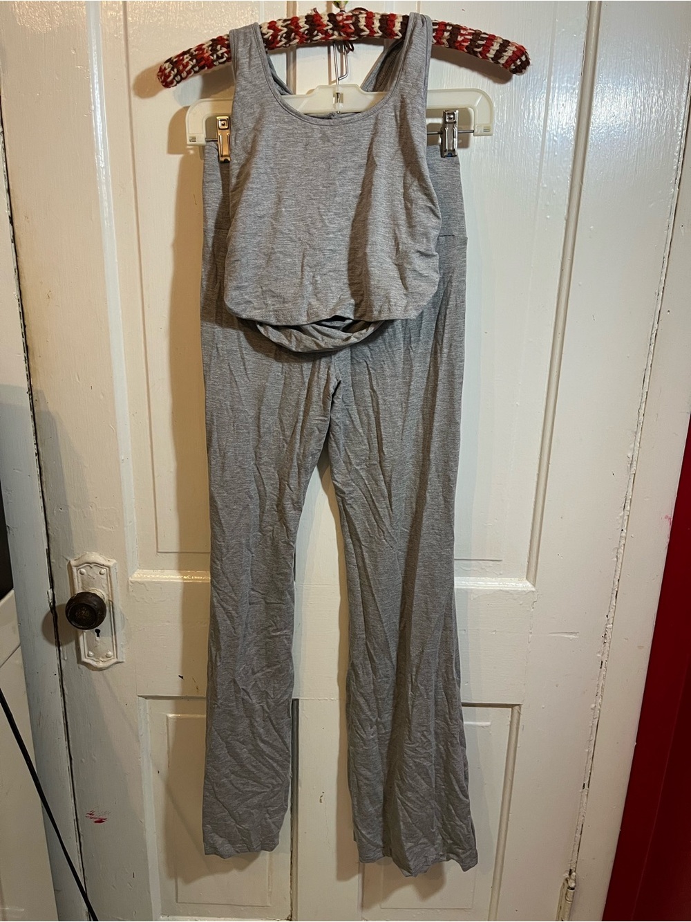 Women’s Heather Gray Tank Top w Matching Flare Pants size Medium